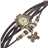 Retro Style Butterfly Pendant Decor Bracelet Women's Quartz Wrist Watch with Round Dial (Coffee)