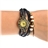Retro Style Leaf Pendant Decor Bracelet Round Dial Women's Quartz Wrist Watch (Black)