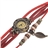 Retro Style Leaf Pendant Decor Bracelet Round Dial Women's Quartz Wrist Watch (Red)