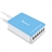 Foxnovo FU6 50W 10A 6-port USB Super Smart Charger AC Power Adapter Charge Station with Intelligent Charging IC for iPad / iPhone / Mobile Phones / Tablet PCs (White+Sky Blue)