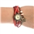 Retro Style Butterfly Pendant Decor Bracelet Women's Quartz Wrist Watch with Round Dial (Red)