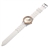 Fashion Rhinestones Decorated Round Case Soft Silicone Band Women's Quartz Wrist Watch (White)