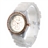 Fashion Rhinestones Decorated Round Case Soft Silicone Band Women's Quartz Wrist Watch (White)
