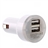 Dual USB Output Mini Car Charger Adapter for iPad /iPhone /iPod (White)