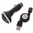 Cell Phone USB Car Charger Adapter with 70cm Length Retractable USB to Mini USB Cable (Black)