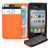 Left-right Open Protective PU Case Cover with Card Holder for iPhone 4 /iPhone 4S (Orange) 