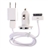 Mini 3-in-1 US Plug AC Adapter with Car Charger & USB Cable for iPhone /iPod (White) 