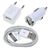 Portable 3-in-1 Car Charger & EU-plug Wall Power Adapter Kit with USB Cable for iPhone /iPod (White) 