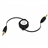 Retractable Cable Cord with Two 3.5mm Male Plugs for MP3/ iPod/ Cell Phone/ Car (Black)