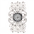 Vogue Flower Pattern Rhinestones Bracelet Style Women's Quartz Wrist Watch with Round Dial (Silver) 