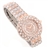 Savina Crystal Rhinestones Decor Round Dial Women's Quartz Wrist Watch with Stainless Steel Watch Chain (Golden)