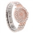 Savina Crystal Rhinestones Decor Round Dial Women's Quartz Wrist Watch with Stainless Steel Watch Chain (Golden)