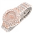 Savina Crystal Rhinestones Decor Round Dial Women's Quartz Wrist Watch with Stainless Steel Watch Chain (Golden)