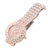 Savina Crystal Rhinestones Decor Round Dial Women's Quartz Wrist Watch with Stainless Steel Watch Chain (Golden)