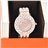 Savina Crystal Rhinestones Decor Round Dial Women's Quartz Wrist Watch with Stainless Steel Watch Chain (Golden)