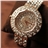 Savina Crystal Rhinestones Decor Round Dial Women's Quartz Wrist Watch with Stainless Steel Watch Chain (Golden)