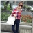 Women Spring Autumn Turn-down Collar Bat Long Sleeve Loose Cotton Tartan Pattern Long Shirt - Free Size (Red)